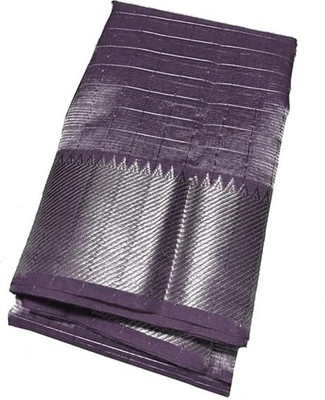 GR Handloom Checkered Bollywood Handloom Art Silk Saree(White)