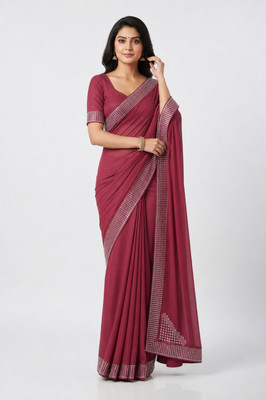 dixit fashion Solid/Plain Daily Wear Georgette Saree(Maroon)