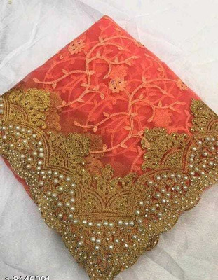 FINERFLY Embroidered Bollywood Net Saree(Magenta)