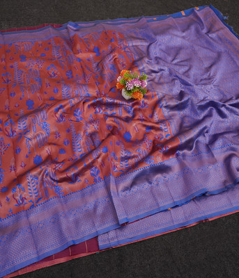 CP TEXTILE Printed Banarasi Jacquard Saree(Light Blue)