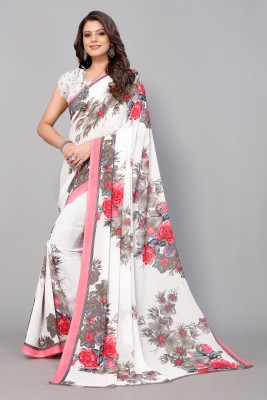 YASHIKA Printed Bollywood Georgette Saree(White)