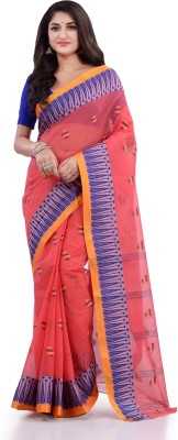 Desh Bidesh Woven Handloom Pure Cotton Saree(Red)