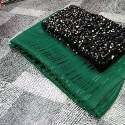 YASHIKA Printed, Striped Bollywood Georgette Saree(Dark Green, Green)