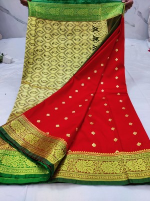 Sijileen Woven Banarasi Handloom Satin Saree(Red)