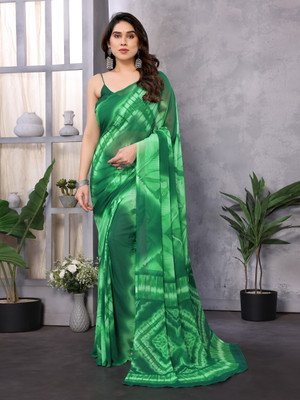 Divastri Printed Bollywood Georgette Saree(Green, Dark Green)