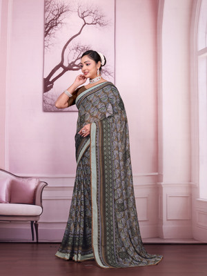 Kanooda Prints Printed Bollywood Georgette Saree(Multicolor)