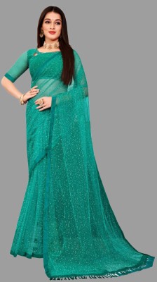 Pragyatradersss Embellished Bollywood Net Saree(Green)