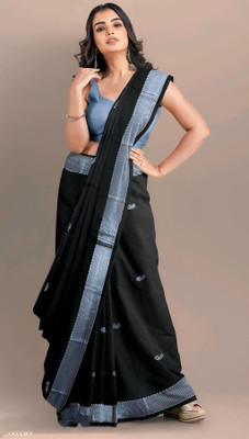 NST5 Woven Kanjivaram Cotton Silk Saree(Black)