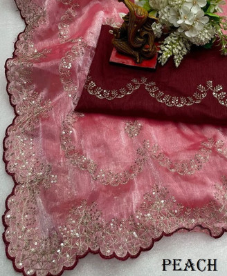 Sucikarman Embroidered Bollywood Chiffon Saree(Pink)