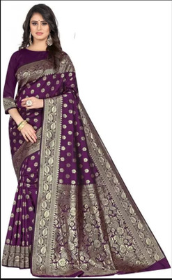 SHREE SANT SAREES Self Design Banarasi Art Silk Saree(Purple)
