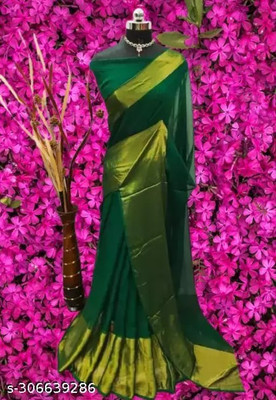 Vragi Solid/Plain Bollywood Chiffon Saree(Green)