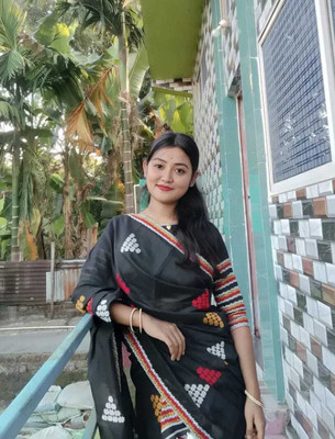 S P CREATION Woven Mekhela Chador Cotton Silk Saree(Black)