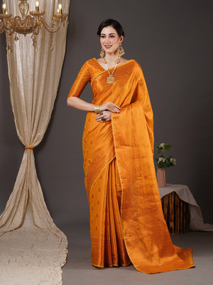 Divastri Woven Kanjivaram Silk Blend Saree(Yellow)
