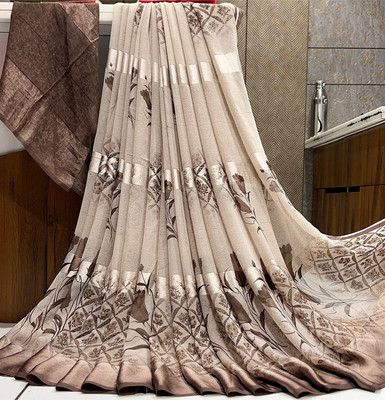 HouseOfCommon Printed Bollywood Georgette Saree(Brown)