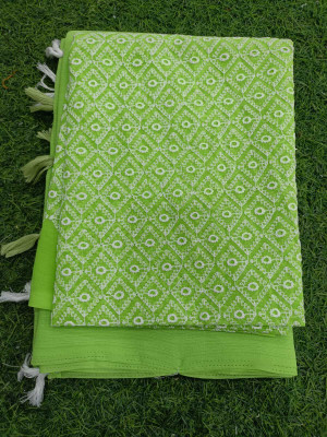 Prkz fashion Dyed Bollywood Chiffon Saree(Light Green)