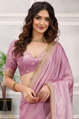 New Pooja Embroidered Bollywood Georgette Saree(Purple)