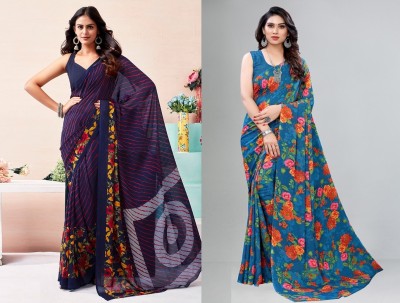 STYLEVEDA Paisley Daily Wear Georgette Saree(Pack of 2, Multicolor)