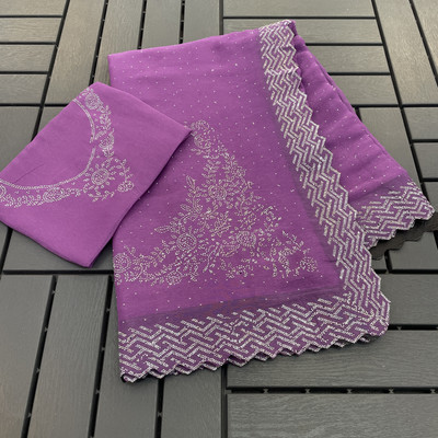 VarniRaaj Fashion Embellished Bollywood Organza Saree(Pink)