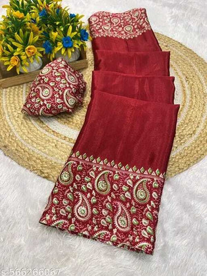 pal fashion Paisley Kalamkari Jacquard Saree(Maroon)