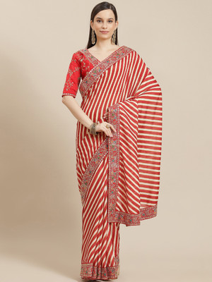 Divastri Embellished Daily Wear Organza Saree(Red)