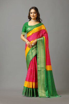 nirmal creation Printed Daily Wear Cotton Blend Saree(Dark Green)