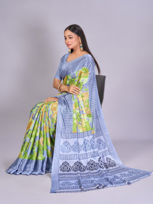 nirmal creation Printed Daily Wear Crepe Saree(Multicolor)