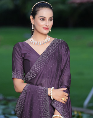 Satrani Self Design Bollywood Georgette Saree(Purple)