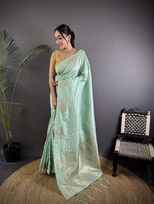 Divastri Woven Banarasi Cotton Silk Saree(Light Blue)