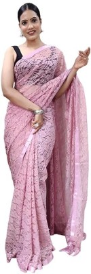 JKM Self Design Bollywood Net Saree(Pink)