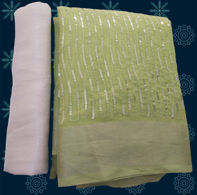Druxy Striped Bollywood Chanderi, Cotton Silk Saree(Light Green)