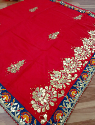 Bhojal Creation Embroidered Bollywood Chiffon Saree(Red)