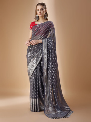 Radhika Fab Printed Bollywood Georgette Saree(Grey)
