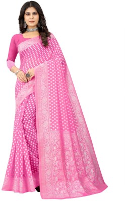 Shoppershopee Woven Mysore Viscose Rayon, Cotton Silk Saree(Pink)