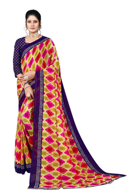 Vimalnath Synthetics Printed Daily Wear Georgette Saree(Pink)
