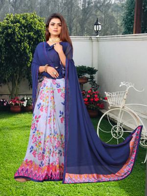 Vastram Enterprise Printed Bollywood Georgette Saree(Blue)