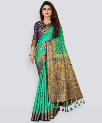 Shopwell Woven Banarasi Cotton Silk Saree(Multicolor)