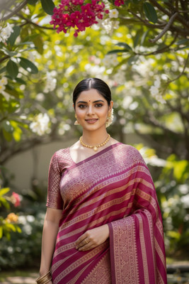 Bindi Woven Banarasi Jacquard Saree(Pink)