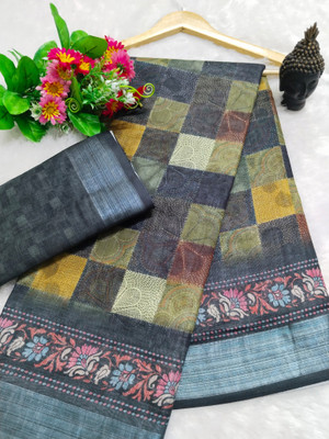 HouseOfCommon Woven Kanjivaram Pure Cotton, Cotton Silk Saree(Multicolor)
