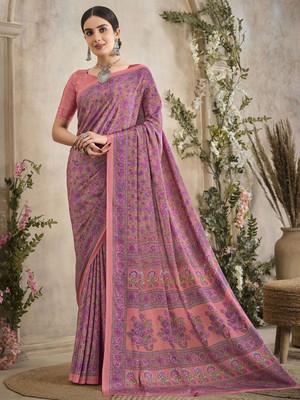 Anouk Rustic Printed Daily Wear Crepe Saree(Pink)