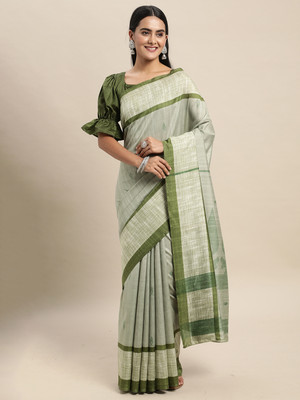 Divastri Printed Tant Silk Blend Saree(Green)