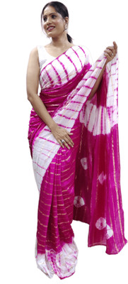 Sidhidata Printed Leheria Nylon Saree(Pink)