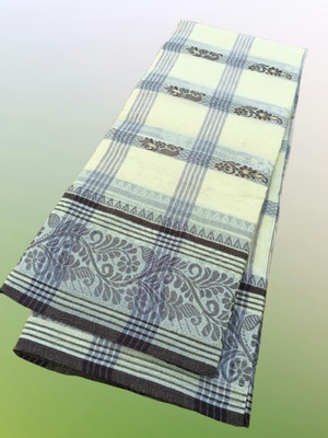 Happy Creation Printed Tant Cotton Blend Saree(Yellow, Black)