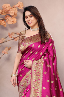 Vivan Fab Woven Banarasi Jacquard Saree(Magenta)
