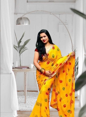 AGV Printed Bollywood Georgette Saree(Yellow)