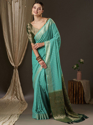 ANOUK Woven Kanjivaram Georgette Saree(Blue)