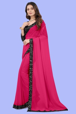 SHELDROM MART Self Design Bollywood Georgette Saree(Pink)