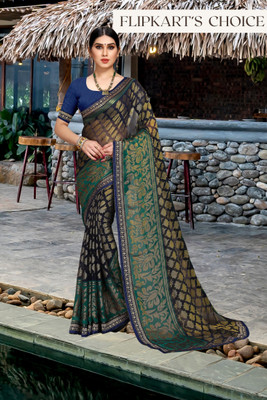 Anjanisut Sarees Printed, Embroidered Bollywood Chiffon, Georgette Saree(Blue)