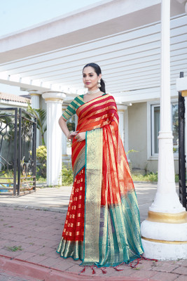 Aarunika MNT Printed Bollywood Organza Saree(Red)