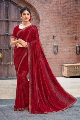 Laxmipati Embroidered Bollywood Georgette Saree(Red)