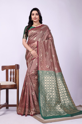 JAY KHODIYAR EMBROIDERY Self Design Bollywood Jacquard Saree(Maroon)